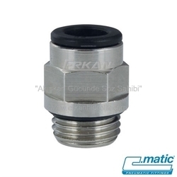 Pnömatik Push-In Nikel Kaplı Pirinç+Plastik Rakor (AP12) - C.MATIC