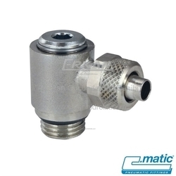Pnömatik Push-On (Somun Sıkmalı) Nikel Kaplı Pirinç Döner Dirsek Banjo (MC30) - C.MATIC