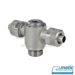 Pnömatik Push-On (Somun Sıkmalı) Nikel Kaplı Pirinç Döner Orta Bacak Dişli TE Banjo (MC31) - C.MATIC