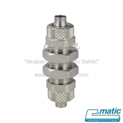 Pnömatik Push-On (Somun Sıkmalı) Nikel Kaplı Pirinç Perde Geçiş Nipeli (MC15) - C.MATIC