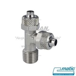 Pnömatik Push-On (Somun Sıkmalı) Nikel Kaplı Pirinç Sabit Yan Bacak Dişli TE (MC21) - C.MATIC