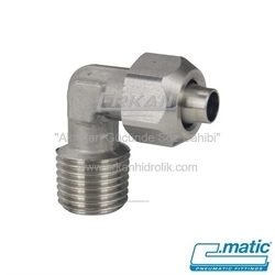 Pnömatik Push-On (Somun Sıkmalı) Paslanmaz Çelik (SS316L) Sabit Dirsek (CX14) - C.MATIC