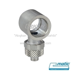 Pnömatik Push-On (Somun Sıkmalı) Nikel Kaplı Pirinç Tekli Banjo Çıkış (MC23) - C.MATIC