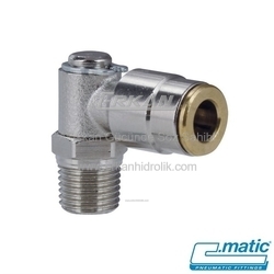Yağlama 250 bar Push-In Nikel Kaplı Pirinç Döner Dirsek (HP18) - C.MATIC