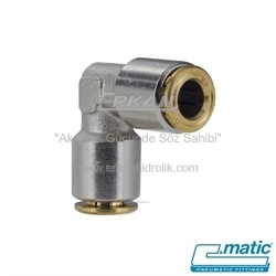 C.MATIC - C.Matic - Yağlama 80 bar Push-In Nikel Kaplı Pirinç Dirsek