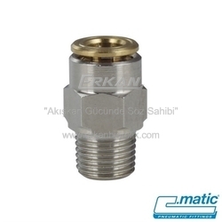 C.MATIC - C.Matic - Yağlama 80 bar Push-In Nikel Kaplı Pirinç Rakor