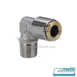 C.MATIC - C.Matic - Yağlama 80 bar Push-In Nikel Kaplı Pirinç Sabit Dirsek
