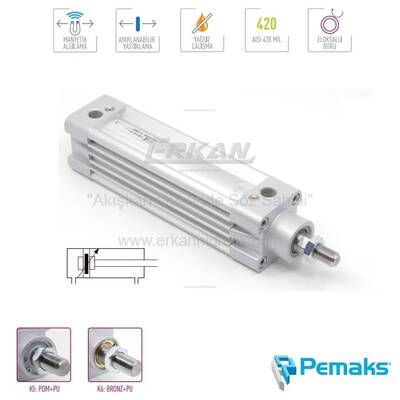 Pemaks - DMC-A Serisi Manyetik ve Yastıklamalı Pnömatik Silindir (Ø32...Ø100) (ISO 15552)