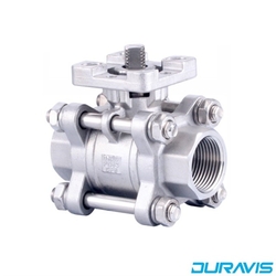 DURAVIS - Duravis - 304 SS/316 SS Paslanmaz Çelik Gövdeli 2/2 Yollu Dişli Tip 3 Parçalı Tepe Flanşlı Küresel Vana