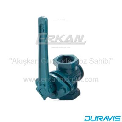 Duravis - GG25 Pik Döküm Gövdeli 2/2 Yollu Dişli Tip Kollu Plug (Konik) Vana - 1