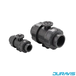 U-PVC Plastik Gövdeli 2/2 Yollu Dişli Tip Tepe Flanşlı Küresel Vana - DURAVIS