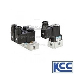 KCC - KCC - Pnömatik Bobin Kumandalı Direkt Çekme Tip 3/2 Yollu Yön Denetim Valfi - 1/8