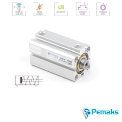 PEMAKS - Pemaks - KSF-A Serisi Önden Yaylı Manyetik Kompakt Pnömatik Silindir (Ø20...Ø100)