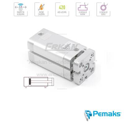 Pemaks - PKY-A Serisi Dönmez Milli Manyetik Kompakt Pnömatik Silindir (Ø32...Ø100) - 1