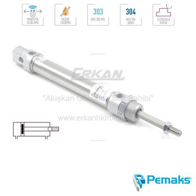 Pemaks - PMQ-A Serisi Dönmez Milli Manyetik Mini Pnömatik Silindir (Ø16...Ø25) (ISO 6432) - 1