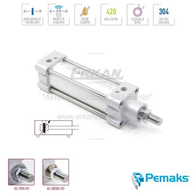 Pemaks - PST-A Serisi Saplamalı Tip Manyetik ve Yastıklamalı Pnömatik Silindir (Ø32...Ø125) (ISO 15552) - 1