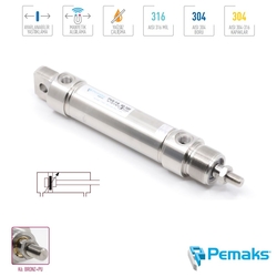 PEMAKS - Pemaks - PVS-A Serisi Komple Paslanmaz Çelik Manyetik ve Yastıklamalı Mini Pnömatik Silindir (Ø32…Ø63) (ISO 6432)