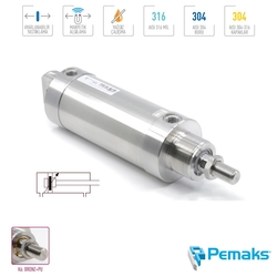 PEMAKS - Pemaks - PVS-A Serisi Komple Paslanmaz Çelik Manyetik ve Yastıklamalı Mini Pnömatik Silindir (Ø80…Ø100) (ISO 6432)