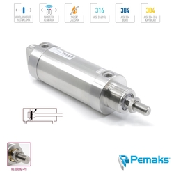 PVS-A Serisi Komple Paslanmaz Çelik Manyetik ve Yastıklamalı Mini Pnömatik Silindir (Ø80…Ø100) (ISO 6432) - PEMAKS