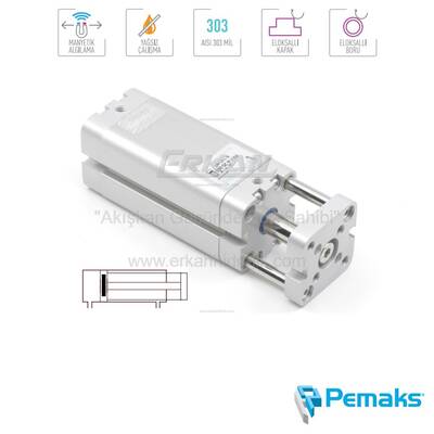 Pemaks - PKY-A Serisi Dönmez Milli Manyetik Kompakt Pnömatik Silindir (Ø12...Ø25) (ISO 21287) - 1