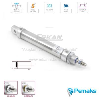 Pemaks - PM-A Serisi Manyetik Mini Pnömatik Silindir (Ø8...Ø25) (ISO 6432) - 1