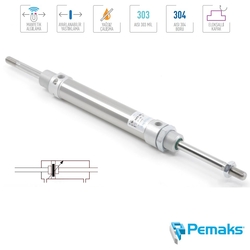 PEMAKS - Pemaks - PMD-YA Serisi Çift Milli Manyetik ve Yastıklamalı Mini Pnömatik Silindir (Ø16...Ø25) (ISO 6432)