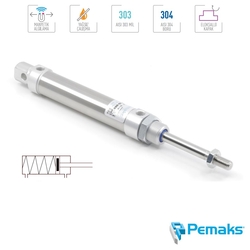 PEMAKS - Pemaks - PME-A Serisi Arkadan Yaylı Manyetik Mini Pnömatik Silindir (Ø16...Ø25) (ISO 6432)