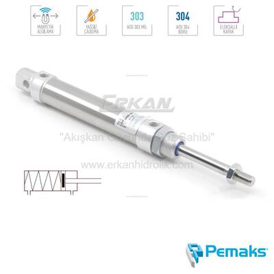 PME-A Serisi Arkadan Yaylı Manyetik Mini Pnömatik Silindir (Ø16...Ø25) (ISO 6432) - 1