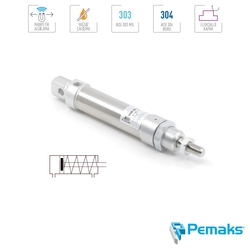 PEMAKS - Pemaks - PMS-A Serisi Önden Yaylı Manyetik Mini Pnömatik Silindir (Ø10...Ø25) (ISO 6432)