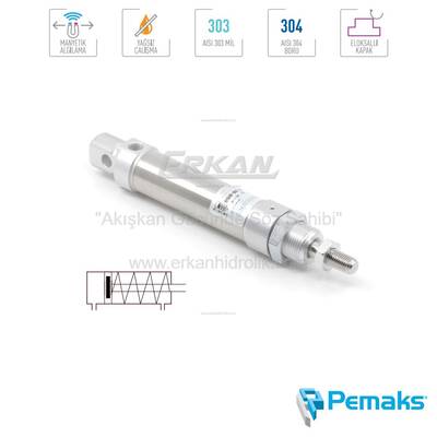 Pemaks - PMS-A Serisi Önden Yaylı Manyetik Mini Pnömatik Silindir (Ø10...Ø25) (ISO 6432) - 1