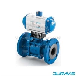 Pnömatik Aktüatörlü 2/2-Yollu 3 Parçalı Flanşlı Tip GG25 Pik Döküm Küresel Vana (PBLV 600/601) - DURAVIS