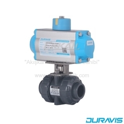 Pnömatik Aktüatörlü 2/2-Yollu Dişli Tip VİTON O′ringli U-PVC Küresel Vana (PBLV 440/441) - DURAVIS