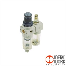Pnömatik İkili Hava Hazırlayıcı (Filtre+Regülatör)+Yağlayıcı - BIT FR+L - METAL WORK