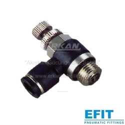 Pnömatik Push-In Nikel Kaplı Pirinç+Plastik Döner Hız Ayar Valfi - El Ayarlı Tip, Tek Yönlü C Tip (JSC-G) - EFIT