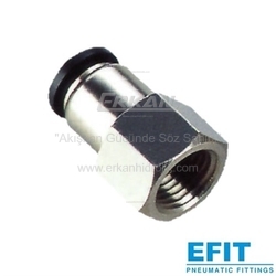 Pnömatik Push-In Nikel Kaplı Pirinç+Plastik Dişi Rakor (PCF-G) - EFIT